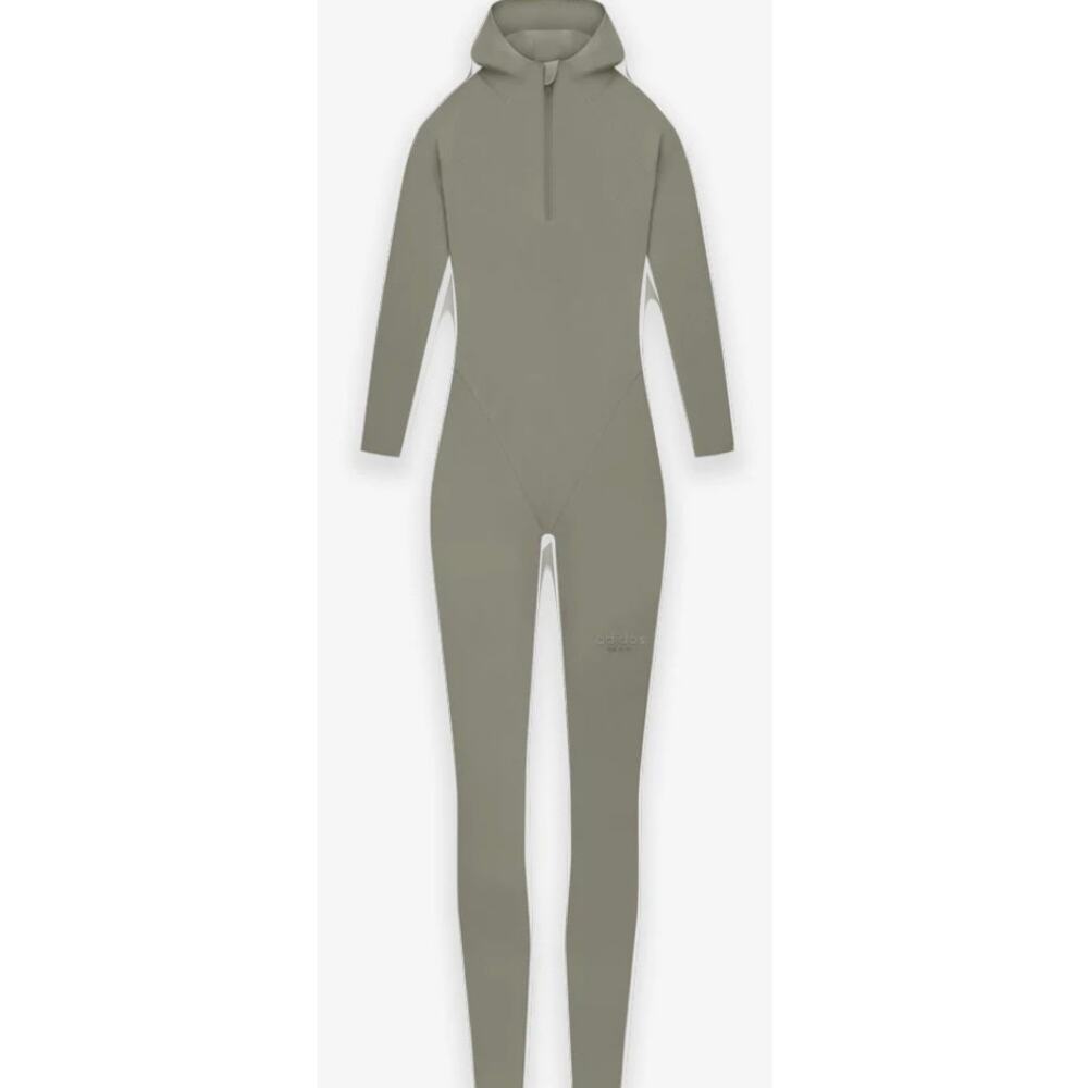 Adidas Fear Of God Athletics Hooded Bodysuit Womens S Clay 1/2 Zip Jumpsuit